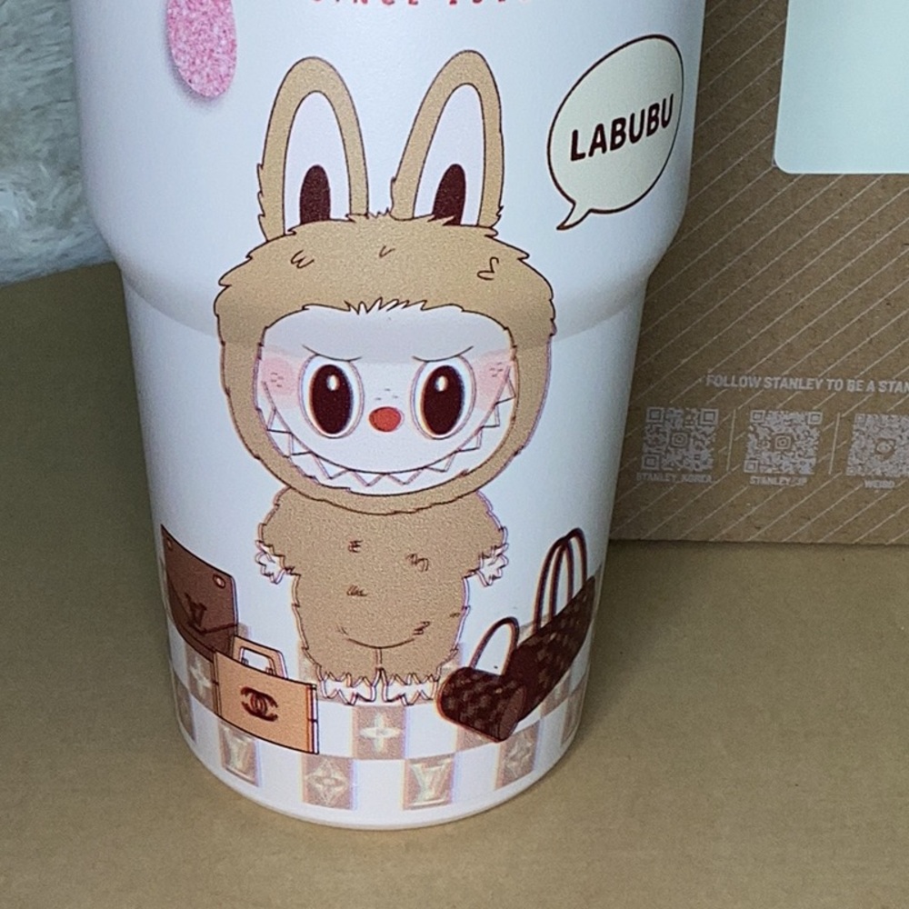 Stanley X Labubu Pink and White with Designer  Pattern - Picture 2 of 5